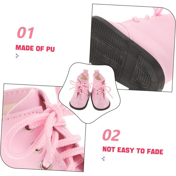 Bottine-Miniaturen für 18-Zoll-Puppen in rosa PU – kreative Modeaccessoires