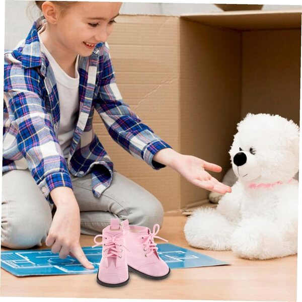 Bottine-Miniaturen für 18-Zoll-Puppen in rosa PU – kreative Modeaccessoires
