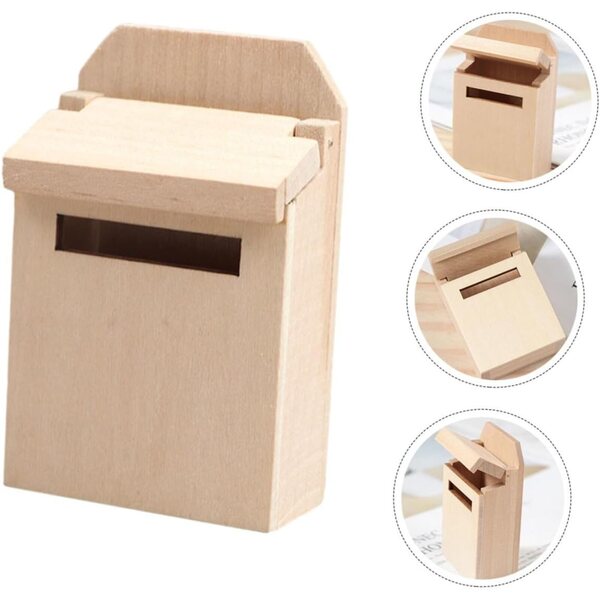 Mini Cassetta Postale in Legno per Casa delle Bambole - Decorazione Fai da Te 6,9x4,5x2,5 cm