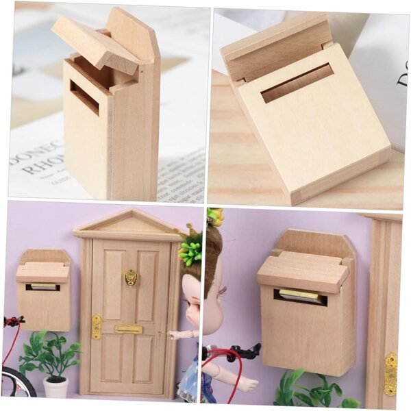 Mini Cassetta Postale in Legno per Casa delle Bambole - Decorazione Fai da Te 6,9x4,5x2,5 cm