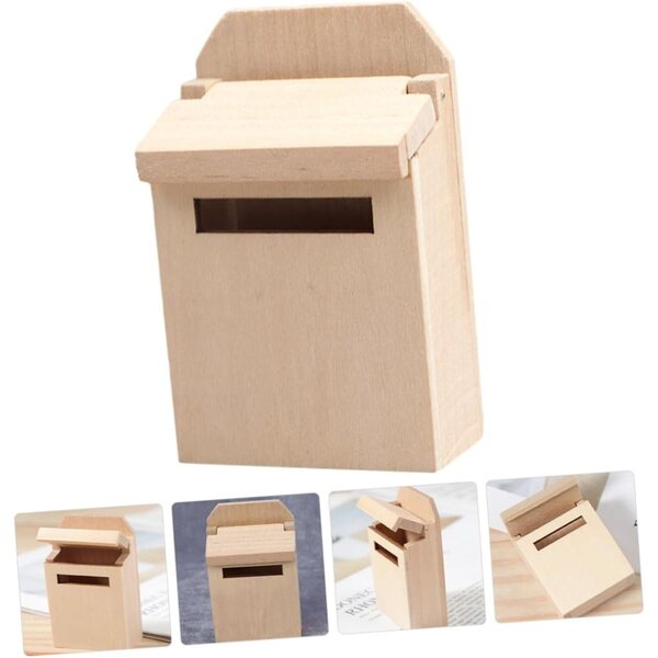 Mini Cassetta Postale in Legno per Casa delle Bambole - Decorazione Fai da Te 6,9x4,5x2,5 cm
