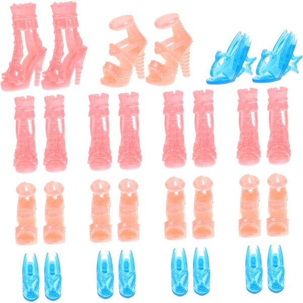 Mikinona 15 Paar Miniatur-Puppenschuhe mit hohen Absätzen, farbig sortiert, aus Kunststoff