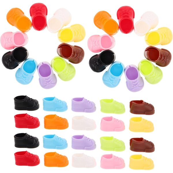 40 Paar bunte Mini-Puppenschuhe – Puppenhaus-Zubehör