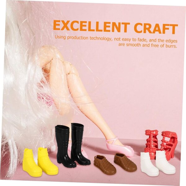 8 Paia Scarpe Miniature per Bambole in Plastica Colorate e Resistenti
