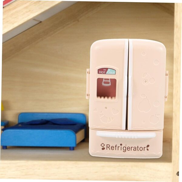 1:12 Beigefarbener ABS-Puppenhaus-Minikühlschrank, langlebige und detaillierte Dekoration