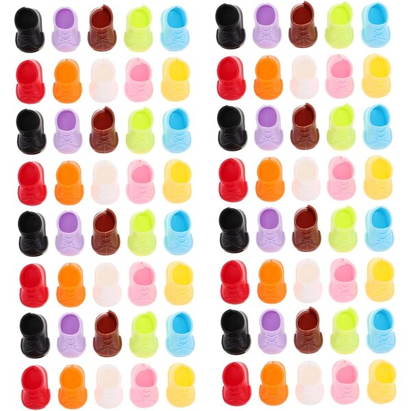 40 Paar Miniaturschuhe für 17-cm-Puppen – farbenfrohes und stabiles Zubehör aus Kunststoff