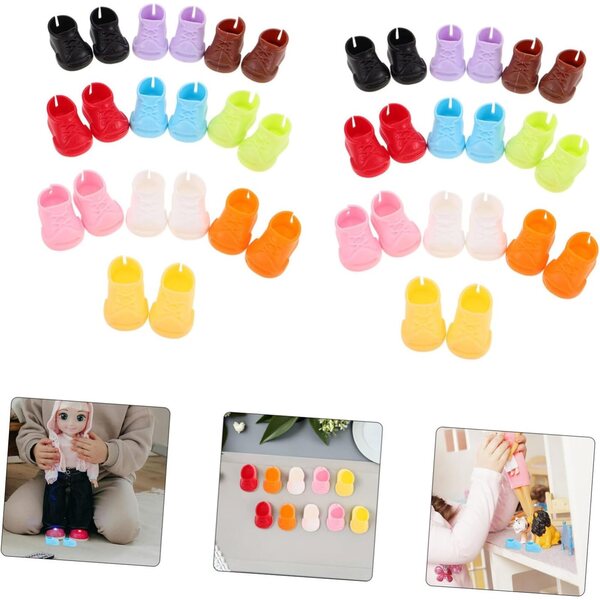 40 Paar Miniaturschuhe für 17-cm-Puppen – farbenfrohes und stabiles Zubehör aus Kunststoff