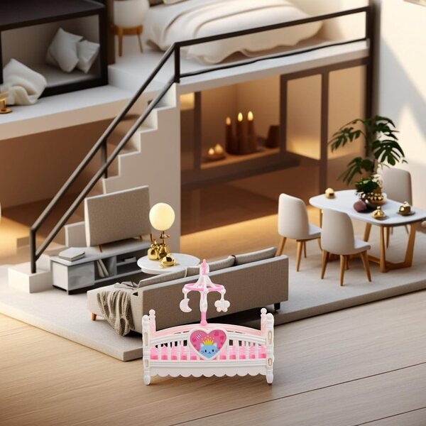 Letto per Bambole Bianco Miniatura Dettagliato - Culla e Mobili Casa delle Bambole