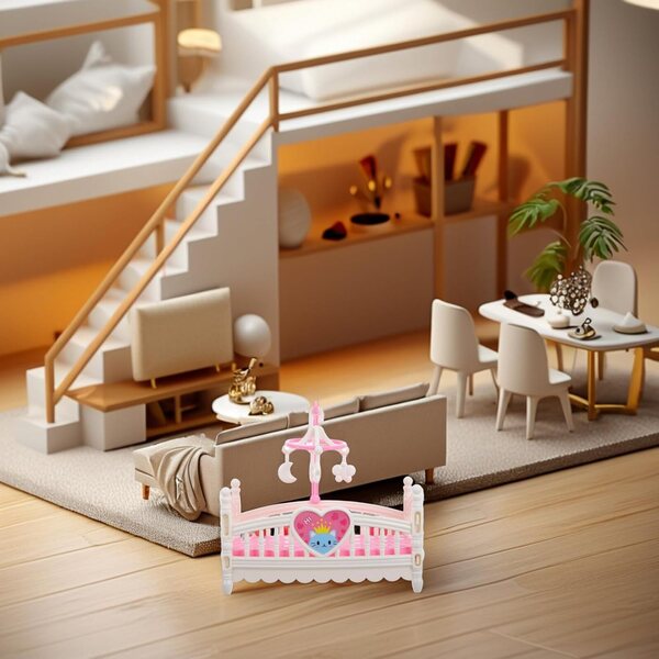 Letto per Bambole Bianco Miniatura Dettagliato - Culla e Mobili Casa delle Bambole