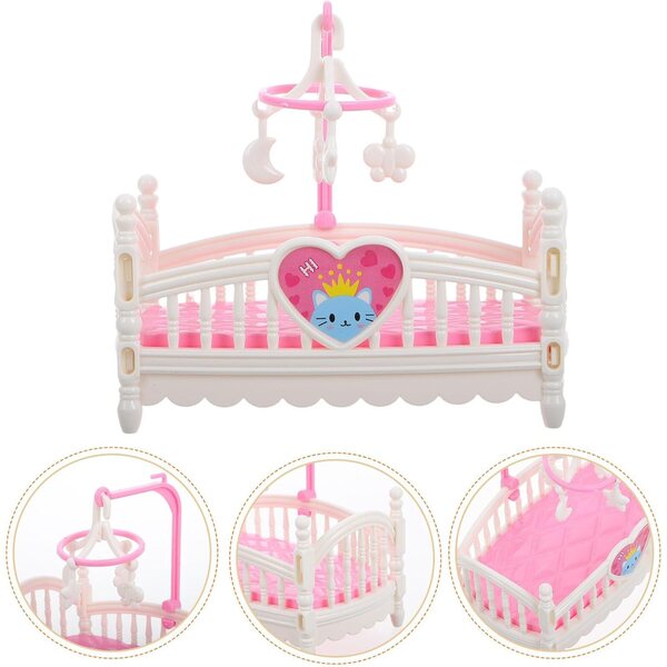 Letto per Bambole Bianco Miniatura Dettagliato - Culla e Mobili Casa delle Bambole