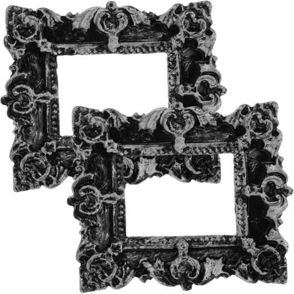 Cornice Foto Miniatura Vintage in Resina Argento 5,5x4,5 cm 2 Pezzi Decorativa