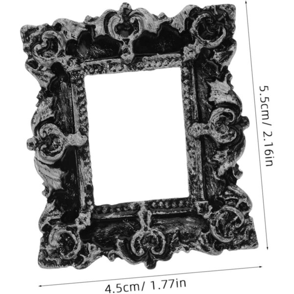 Cornice Foto Miniatura Vintage in Resina Argento 5,5x4,5 cm 2 Pezzi Decorativa
