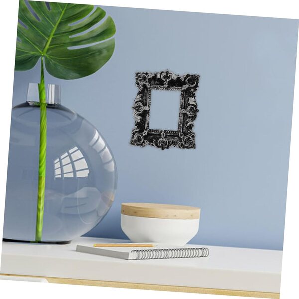 Cornice Foto Miniatura Vintage in Resina Argento 5,5x4,5 cm 2 Pezzi Decorativa