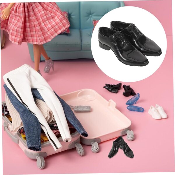 Miniaturschuhe für Puppen Action Man Schwarze Schuhe 1/6 Figurenzubehör