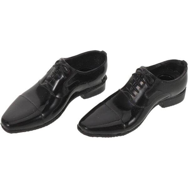 Scarpe nere miniatura 1/6 per figurine maschili - dettagli realisti e inserti facili