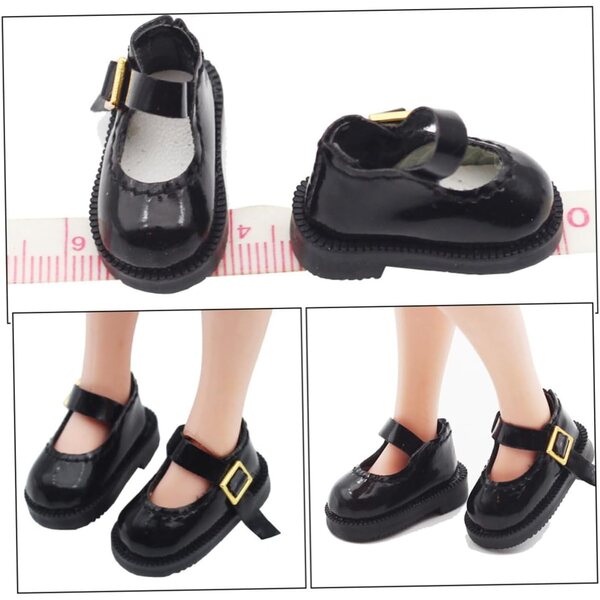 Scarpe Miniature Nere per Bambole BJD - Accessori Decorativi Resistenti e Comode