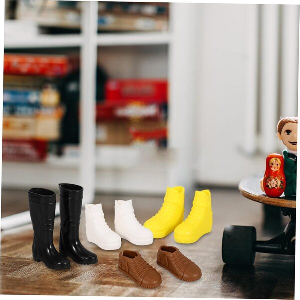 Mini-Puppenschuhe aus Kunststoff, 8 Paar, bunt, mit glatten Kanten für Miniaturhäuser