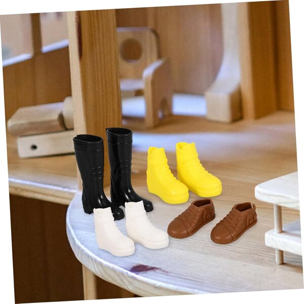 Mini-Puppenschuhe aus Kunststoff, 8 Paar, bunt, mit glatten Kanten für Miniaturhäuser