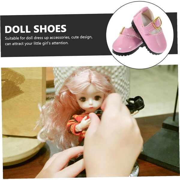 Mini-PU-Lederschuhe für Puppen, 15 cm, Rosa. Zartes und glamouröses Design