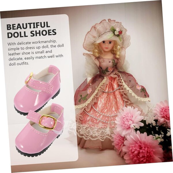 Mini-PU-Lederschuhe für Puppen, 15 cm, Rosa. Zartes und glamouröses Design