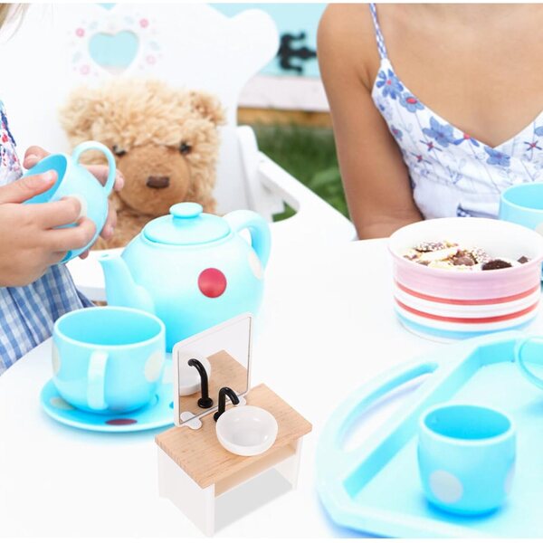 Mini Mobile Lavabo Bagno in Legno e Plastica per Casa delle Bambole Decorativa