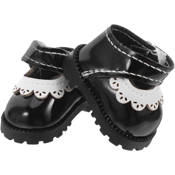 Scarpe per Bambole 17 cm Nere in PU - Accessori Eleganti e Confortevoli per Casa e Gioco