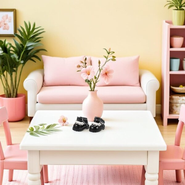 Scarpe per Bambole 17 cm Nere in PU - Accessori Eleganti e Confortevoli per Casa e Gioco