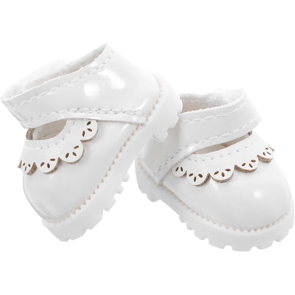 Weiße Miniballerinas für 17 cm große Puppen. Elegante und bequeme PU-Schuhe