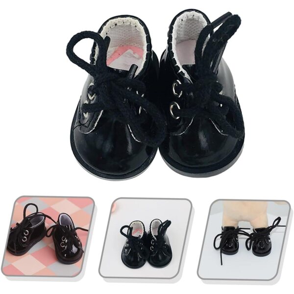 Schwarze Mini-Stoffschuhe für Puppen – dekorative Accessoires für Puppenhäuser