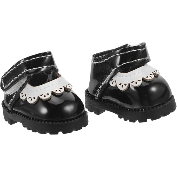 Scarpe Miniature Nere in PU per Bambole 3,5 cm - Accessori Moda Eleganti