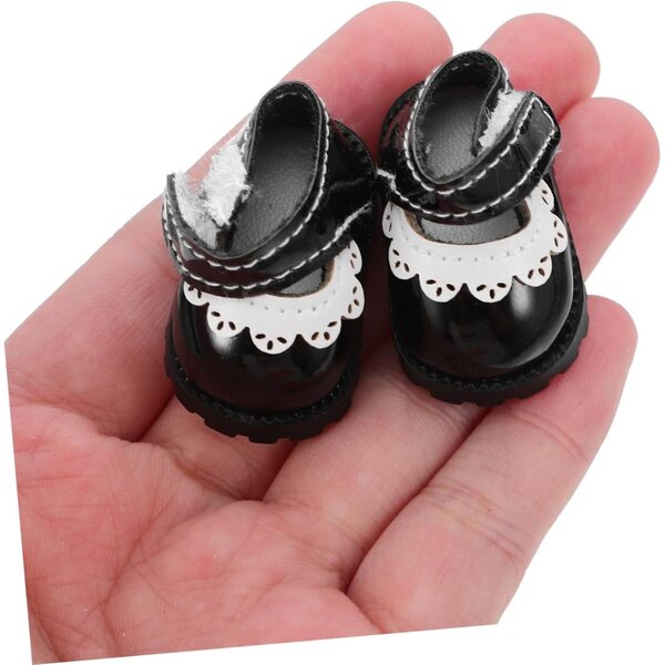 Scarpe Miniature Nere in PU per Bambole 3,5 cm - Accessori Moda Eleganti