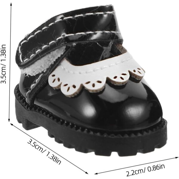 Scarpe Miniature Nere in PU per Bambole 3,5 cm - Accessori Moda Eleganti