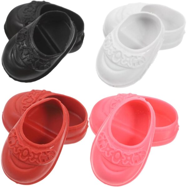 Mini Ballerine per bambole 17 cm - 4 Paia di Scarpe Multicolori e Piatti in Plastica