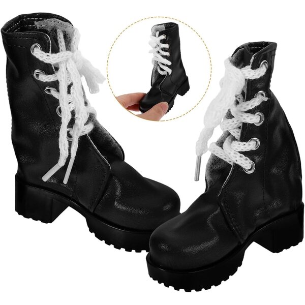 Mini Scarpe Eleganti per Bambole 60 cm – Stivaletti Decorativi in PU Nero