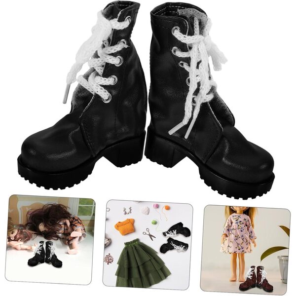 Mini Scarpe Eleganti per Bambole 60 cm – Stivaletti Decorativi in PU Nero