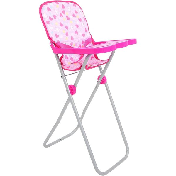 Seggiolone giocattolo per bambole rosa in plastica resistente, 56x31x23 cm