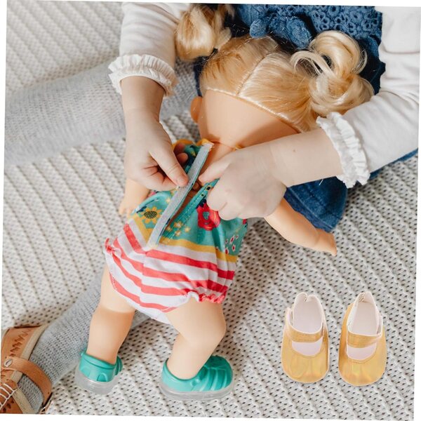 Scarpe Miniature Eleganti Dorate per Bambole 45 cm - Accessori Creativi ERINGOGO