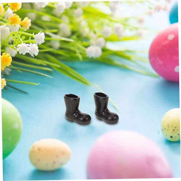 Set mit 50 Miniaturschuhen für Puppen und Dekorationen aus schwarzem Kunststoff, 2 x 1,9 cm