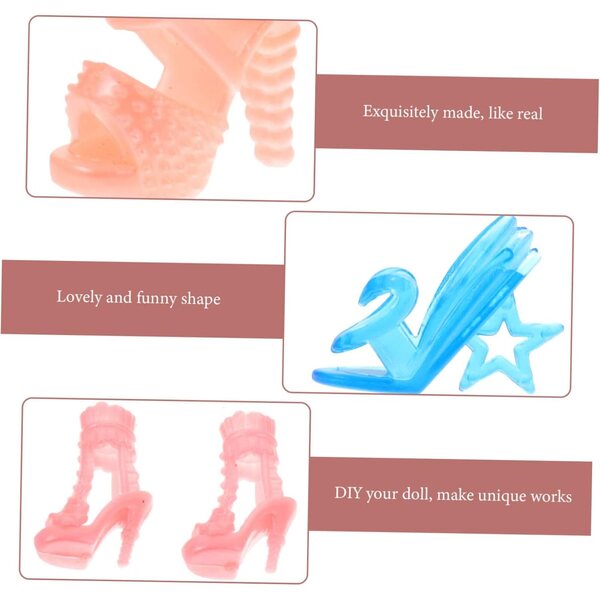 Mini Scarpe per Bambole 15 Coppie in Plastica Trasparente Colorata | ERINGOGO