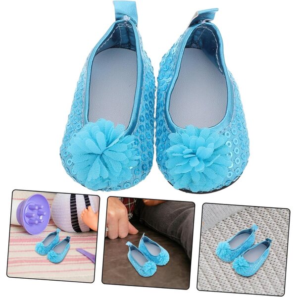 Beaupretty glitzernde Blumenschuhe für 18-Zoll-Puppen, Sommeraccessoires