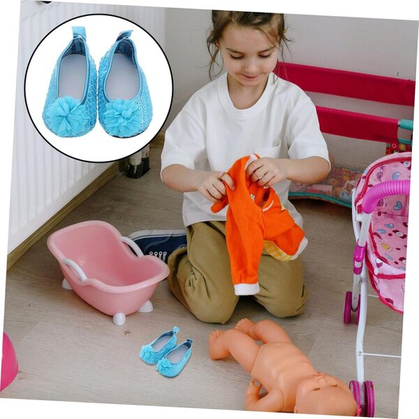 Beaupretty glitzernde Blumenschuhe für 18-Zoll-Puppen, Sommeraccessoires