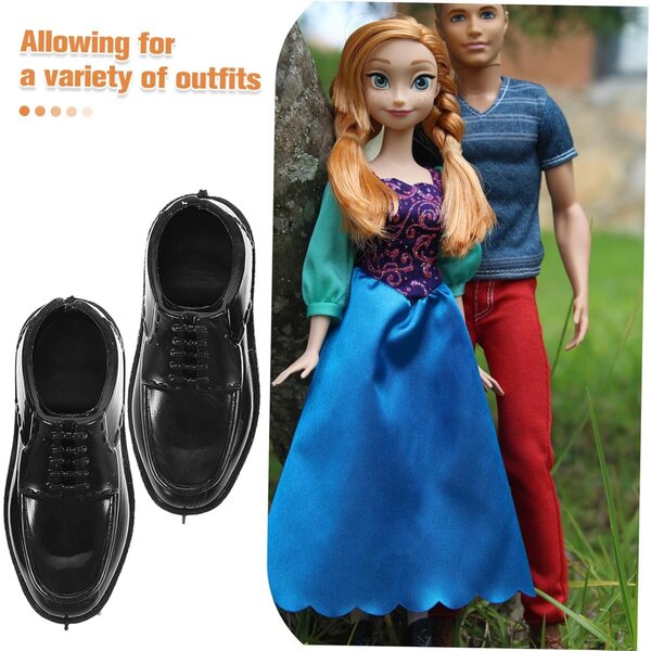 10 Paar Miniaturschuhe für 1/6 Puppen – elegantes schwarzes Kunststoffzubehör