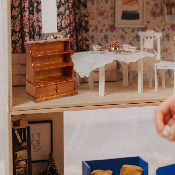 Mini-Bücherregal aus Holz für Puppenhaus, Aufbewahrungsschrank 12 cm
