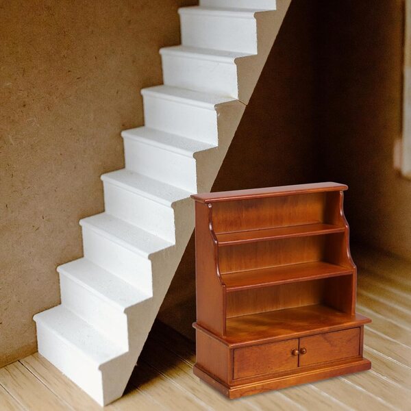 Mini-Bücherregal aus Holz für Puppenhaus, Aufbewahrungsschrank 12 cm