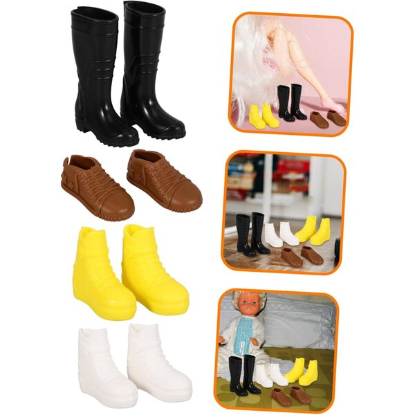 Set 8 Paia Scarpe Miniature per Bambole in Plastica Colorate Resistenti