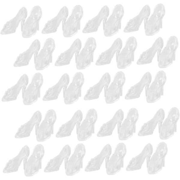 WOONEKY 60 paia mini scarpe trasparenti decorative per bambole e decorazione