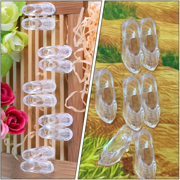 WOONEKY 60 paia mini scarpe trasparenti decorative per bambole e decorazione