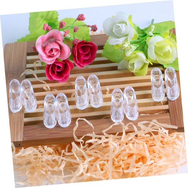 WOONEKY 60 paia mini scarpe trasparenti decorative per bambole e decorazione
