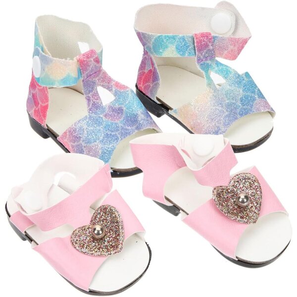 Scarpe miniatura per bambole 18 cm - Set 2 paia plastica rosa e blu ERINGOGO