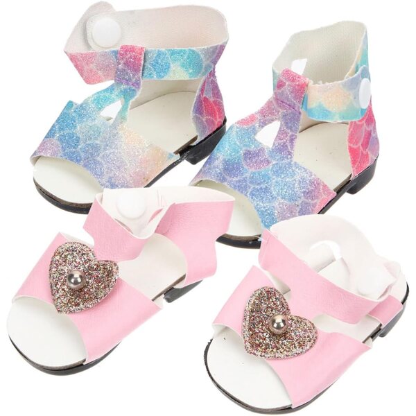 Scarpe miniatura per bambole 18 cm - Set 2 paia plastica rosa e blu ERINGOGO